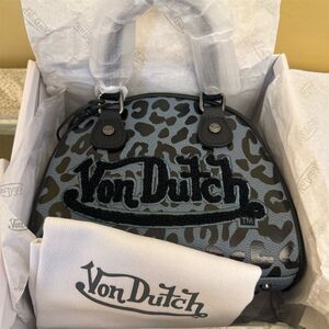 Von Dutch Women's Mini Clutch Handbag Dirty Blue Leopard Print